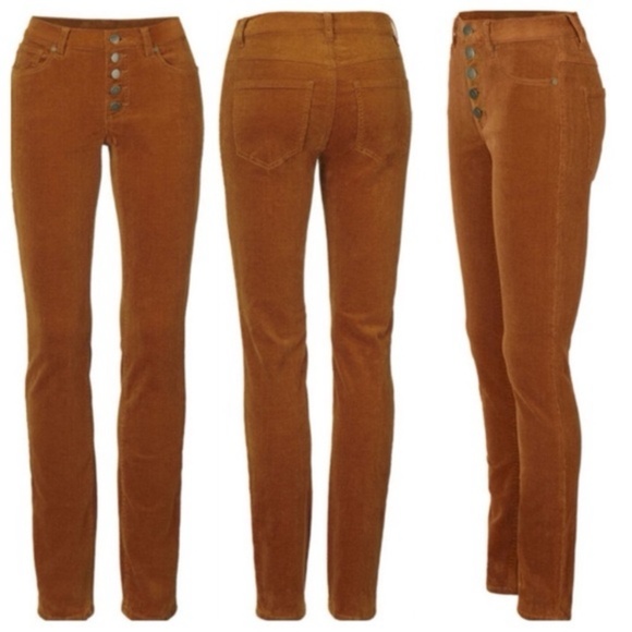 Cabi Corduroy Button-Fly Caramel Rust Brown Skinny Leg Pants 3927 Women's 4 - Picture 2 of 8